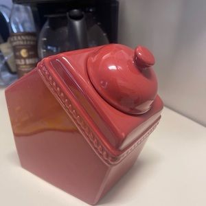 Porcelain Container-unique shape!  Light burgundy